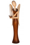 Sternkopf-Engel aus Palisander, stehend, mit Kerzenhalter